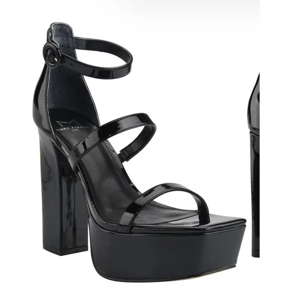 Marc Fisher LTD Frita Platform Sandal Women Black Size 8.5